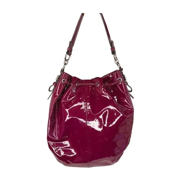 Coach 2011 17745 Grape Burgundy Patent Leather Drawstring Bucket Shoulder Bag - Picture 3 of 14